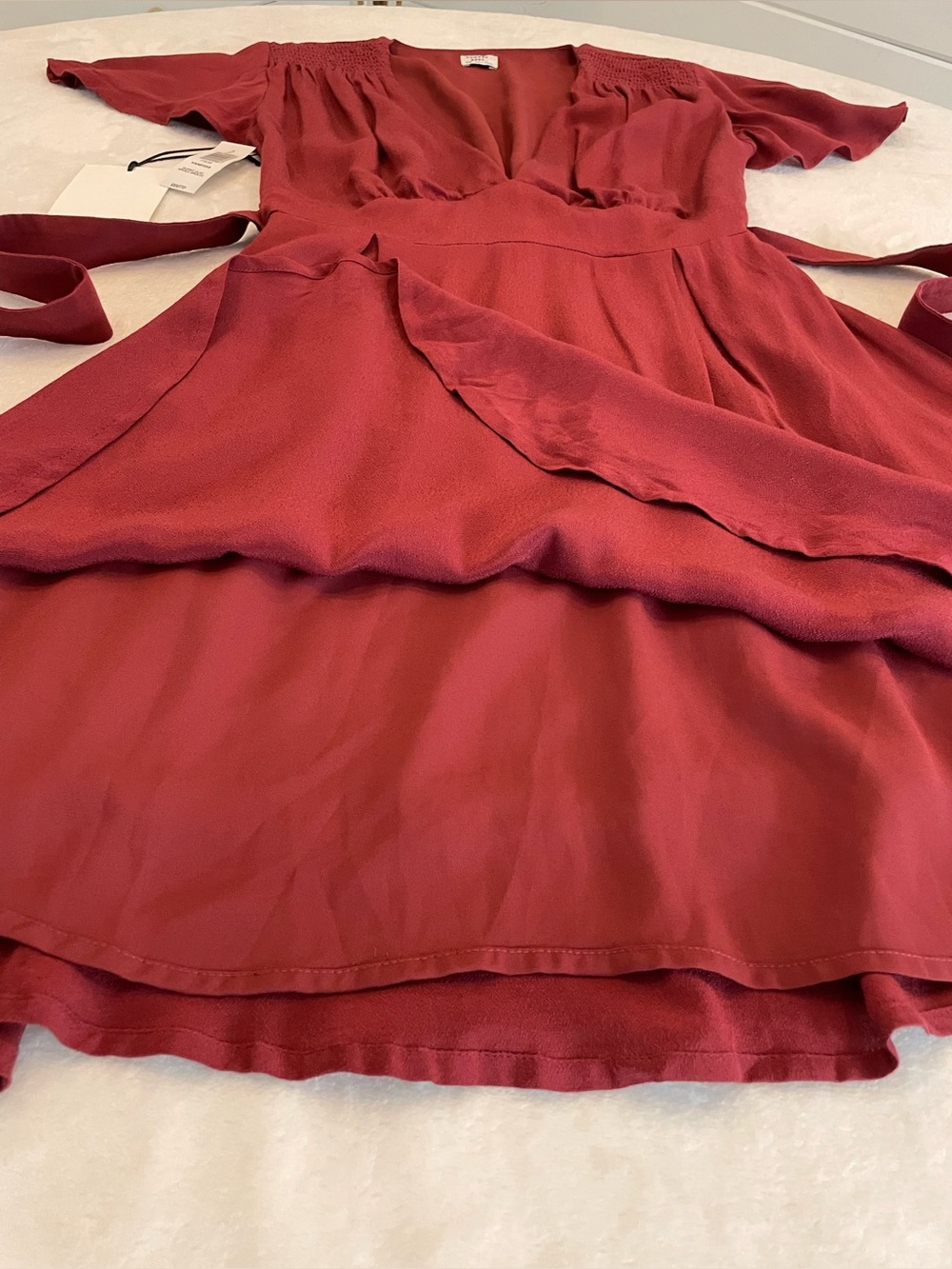 NWT Aritzia Sunday Best Vanessa Dress Burnt Clay XXS Flutter Sleeve Mini - Picture 7 of 17
